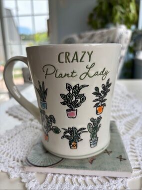 Crazy Plant Lady Ceramic Mug - Green & White